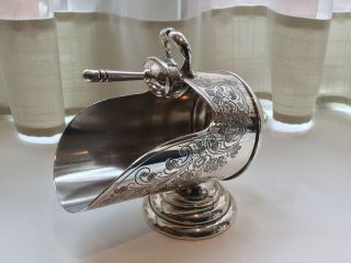 Antique Barker Brothers Silver Plated Chased Sugar Scuttle And Scoop