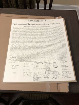 Us Limited Declaration Of Independence 26” By 31”.  And Very Rare.