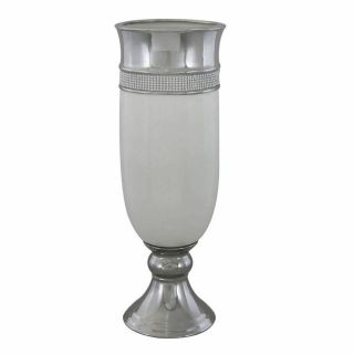 Medium 41.  5cm Premium Cream And Silver Manhattan Glazed Vase (set Of 2)