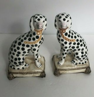 Set Of Fitz & Floyd Vintage Bookends Staffordshire - Style Dalmatian 6.  5 " Bookends