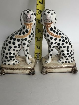 Set of Fitz & Floyd Vintage Bookends Staffordshire - Style Dalmatian 6.  5 