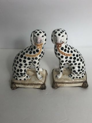 Set of Fitz & Floyd Vintage Bookends Staffordshire - Style Dalmatian 6.  5 