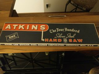 Vintage Bw Atkins Silver Steel The Four Hundred Hand Saw,  26 In.  265 - 400