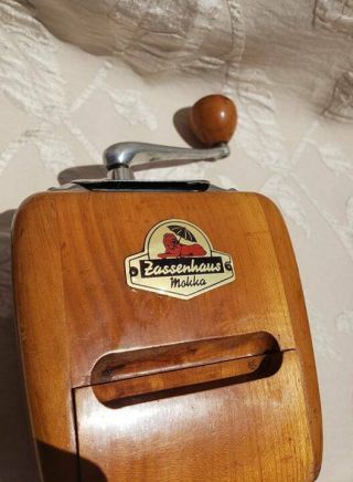 VINTAGE Zassenhaus WOODEN COFFEE GRINDER MILL German Great 3