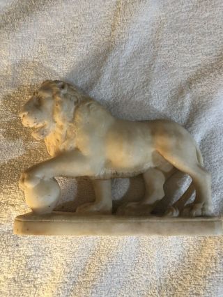 1920s Vintage Marble Stone Fierce Lion Statue Figure