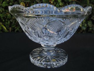 Vintage Bohemia Hand Cut 24 Lead Crystal Pedestal Bowl 9 "