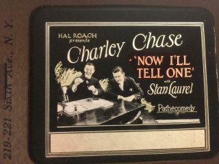 Laurel Hardy Charlie Chase Very Rare Movie Magic Lantern Slide 