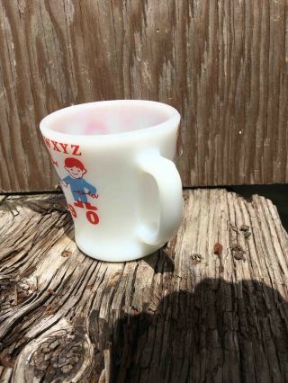 Vintage Fire King ABC Numbers School Kids Milk Glass Coffee Mug Rare Color 4