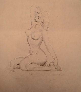Ted Withers Drawing Marilyn Monroe 50s Pin - Up Vintage Pinup Nude Blonde