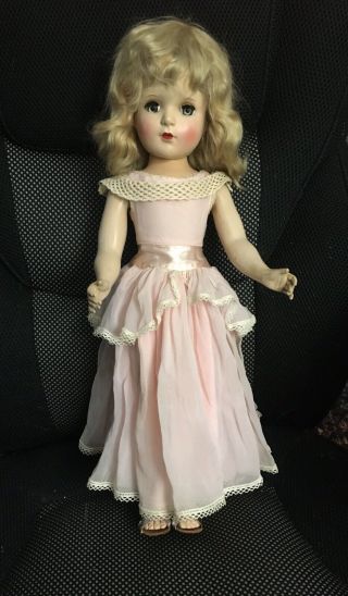 Vtg Alexander Hard Plastic Doll Margaret Rose Orig Dress 17” And