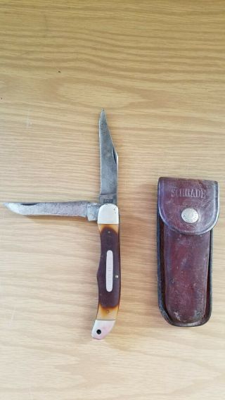 Vintage Old Timer Schrade Usa 250t Folding Knife W/sheath