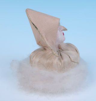 Antique French Art Deco Half Doll Swans Down Powder Puff w/ Box Figural Vanity 5
