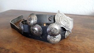 RARE Vintage Native American Navajo Sterling Silver Concho Belt SIGNED 2