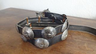 RARE Vintage Native American Navajo Sterling Silver Concho Belt SIGNED 5