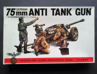 Vintage & Rare 1/48 Bandai German Ww2 75mm Pak 40 Anti Tank Gun Model Kit