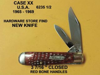Vintage Case Xx Red Bone 6235 1/2 Jack Pocket Knife,  1965 - 1969 New/old Stock