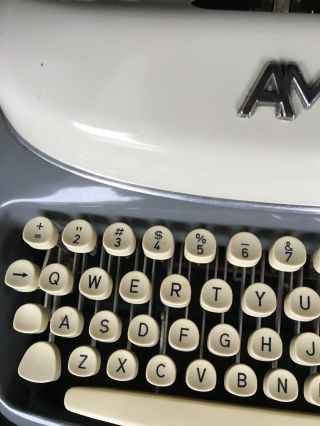 , Vintage AMC,  (Alpina) Typewriter.  Made in Germany.  Grey and creme. 3