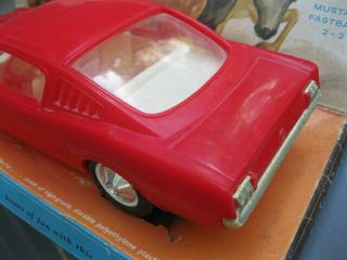 VINTAGE FORD MUSTANG FASTBACK 2,  2 PROMO CAR 1965 RED PROCESSED PLASTICS 10 