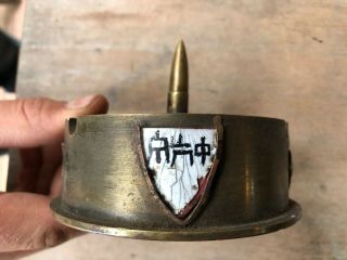 Ww2 Wwii Japanese Trench Art Ashtray 75mm Shell Casing Rocaf Flying Tigers Rare