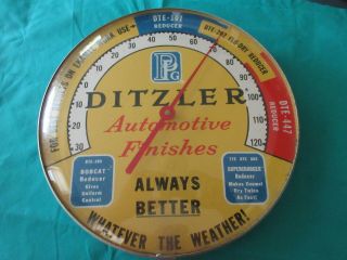 Vintage 1940‘s Ditzler Paint Advertising Thermometer Sign Gas Oil - Cool 2