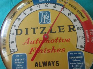 Vintage 1940‘s Ditzler Paint Advertising Thermometer Sign Gas Oil - Cool 3