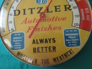 Vintage 1940‘s Ditzler Paint Advertising Thermometer Sign Gas Oil - Cool 5