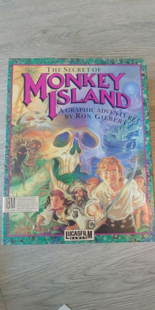 Vintage 1990 The Secret Of Monkey Island Lucasfilm 5.  25 Ibm Discs /w Box/inserts