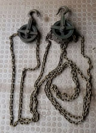 Antique/vintage Yale & Towne 1/2 Ton Chain Fall Hoist Block & Tackle Pulley