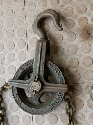 Antique/Vintage Yale & Towne 1/2 Ton Chain Fall Hoist Block & Tackle Pulley 3