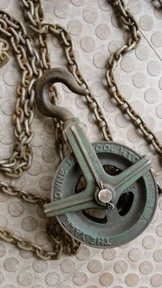 Antique/Vintage Yale & Towne 1/2 Ton Chain Fall Hoist Block & Tackle Pulley 6