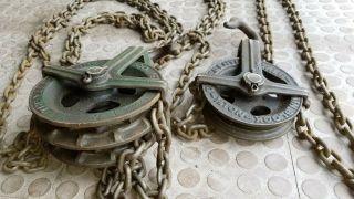 Antique/Vintage Yale & Towne 1/2 Ton Chain Fall Hoist Block & Tackle Pulley 8