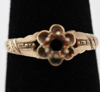 Antique Victorian 10k Yellow Gold Size 6.  75 Belcher Mount For.  25ct Diamond