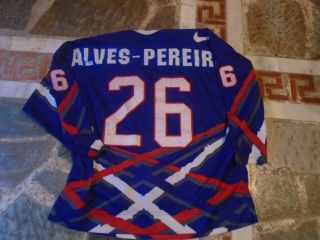 IIHF FRANCE GAME WORN VINTAGE BLUE JERSEY 26 ALVES - PEREIRA 2