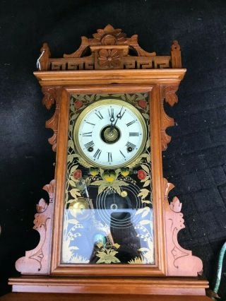 Old Antique Rare E.  N.  Welch 1884 " Aida " Black Walnut Shelf Parlor Clock