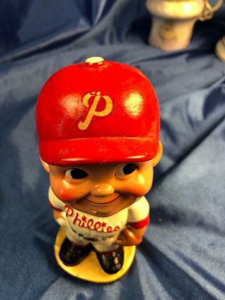 Vintage 1960 ' s Philadelphia Phillies Bobble Head Nodder Gold Base 7