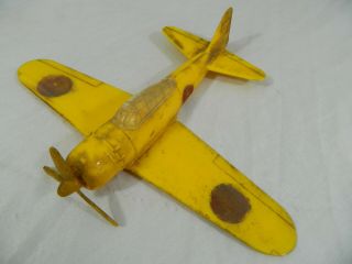Vintage Wwii Japanese Mitsubishi A6m Zero Yellow Model Plastic Fighter Aircraft