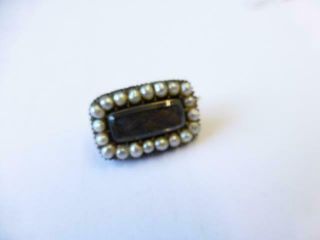 Antique Early Victorian Gold Pearl In Memoriam Small Brooch/pin 1845