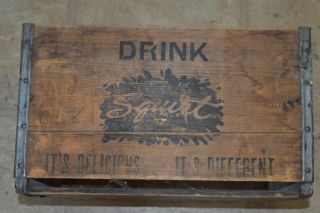DRINK SQUIRT SODA POP WOOD 24 BOTTLE CRATE PAINTED SIDES WOODEN VINTAGE SIGN 2