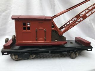 Lionel 219 Derrick Crane Car Orange And Red Standard Gauge.  Vintage.