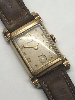 Vintage 1940s Bulova 10k Gold Filled Art Deco Mens Watch 21 Jewels 7ak Repair