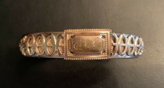 Vintage Victorian Gold Filled Monogramed Bangle Bracelet 8” X 1/2”