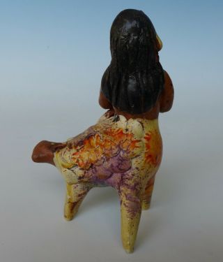 Vintage Mexican Pottery Ocumicho mermaid whistle 3 3/4 