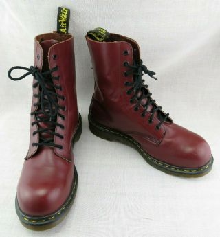 Dr Doc Martens England 90s Vintage Steel Toe Boots 10 - Eye Red Uk10 Men 