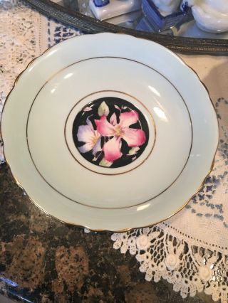 Vintage Paragon Black/Mint Floral Cup and Saucer 97655x 3