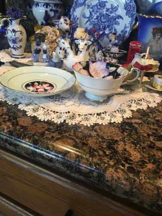 Vintage Paragon Black/Mint Floral Cup and Saucer 97655x 6