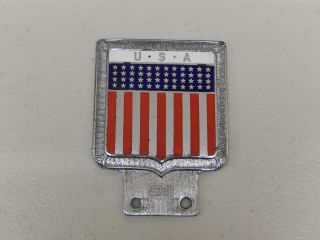 Vintage Chrome Enamel J R Gaunt Usa Country Car Badge Auto Emblem