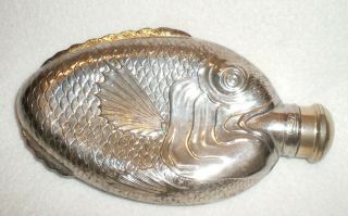 Antique Towle Silver Plated Fish Flask