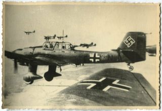 German Wwii Archive Photo: Luftwaffe Junkers Ju 87 Stuka Aircrafts In Flight