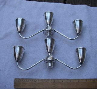 Good Pair Weighted Sterling 3 - Light Candelabra Tops - Gadroon Edge - 1/2 In Socket