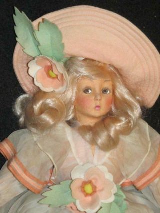 Vintage 24 " All Anili Boudoir Doll,  Elaborate Lenci Like Organdy Costume